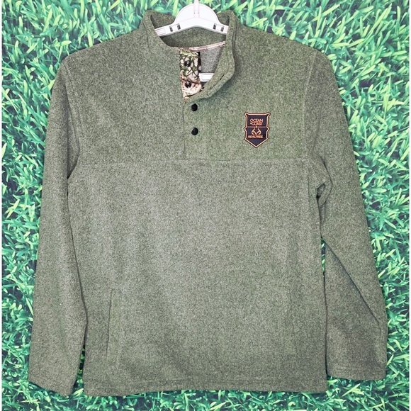 Ocean + Coast Realtree Fleece Long Sleeve Men's Large Green Camo Pullover Button - Picture 1 of 4